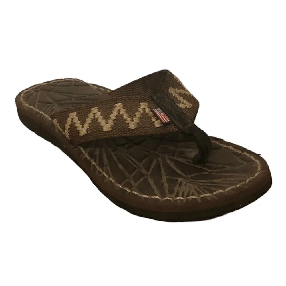 RALPH LAUREN Flip Flop Sandals Men's Size 6 Brown Flag Tag
